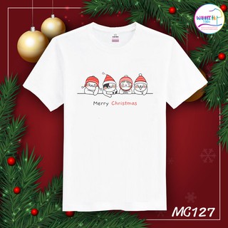 ✔☞▷♣♬❈เสื้อยืดคริสต์มาสสีขาว Christmas &amp; Happy new year (MC127)