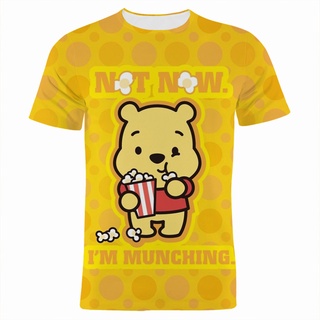 พร้อมส่ง เสื้อยืดแขนสั้นลําลอง พิมพ์ลายการ์ตูนหมีพูห์ 3 มิติ น่ารัก แนวสตรีท แฟชั่นสําหรับผู้ชาย และผู้หญิง
