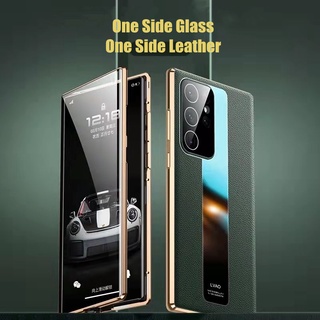 เคสโทรศัพท์มือถือกระจกนิรภัย 360 องศา แบบแม่เหล็ก ด้านหน้า และด้านหลัง สําหรับ Samsung Galaxy S22 Ultra S22 Plus S22 Plus