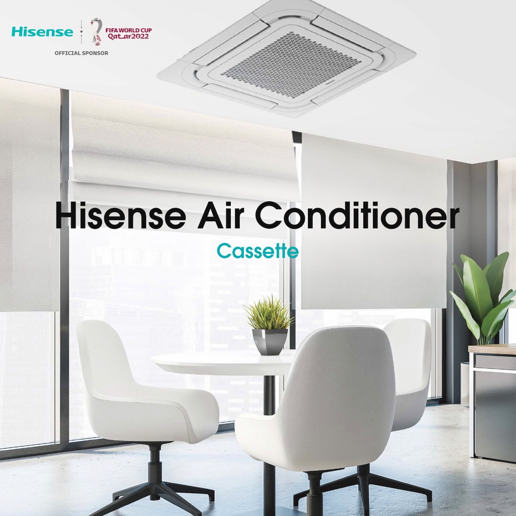 Hisense AUC INVERTER Cassette ไฮเซ่นส แอร์ ฝังฝ้า 4ทิศทาง รุ่น AUC INVERTER Cassette เบอร์5 ดาว คอยล์ทองแดง R32