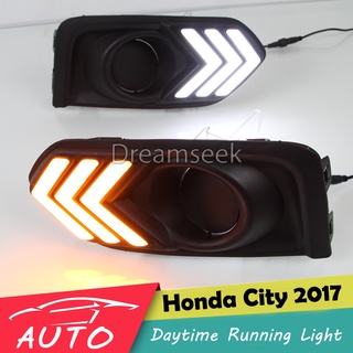 ไฟตัดหมอก Led DRL พร้อมสัญญาณเลี้ยว สําหรับ Honda City 2017 2018 2019