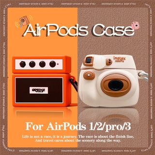 สีส้มรูปลำโพงหูฟังสำหรับ AirPods3gen กรณีการ์ตูน Stereoscopic Shape 2021 ใหม่สำหรับ AirPods3 หูฟังเคสป้องกันเข้ากันได้กับ AirPodsPro กรณี AirPods2gen กรณี
