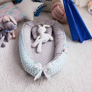 ที่นอนเด็กอ่อน ผ้าฝ้าย 100%  มีขอบกั้น ง่ายต่อการใช้งานและการเดินทาง เตียงทารกแบบพกพา