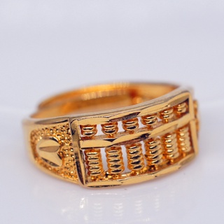 92.5% เงินแหวนสำหรับผู้หญิง ลูกคิด ทอง แหวนปรับระดับ เครื่องประดับแฟชั่น JZA041