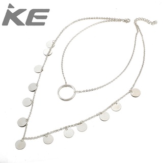 Simple disc long sweater chain alloy disc tassel large circle pendant multi-necklace for girls