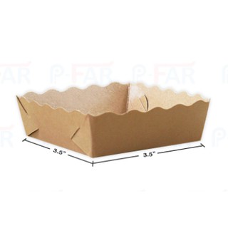 ถาดกระดาษ ถาดขนมปังแบนเล็ก ขนาด 3.5"x 3.5" เคลือบ PE (100 ใบ/แพ็ค) สีวอลนัท TC038_INH102