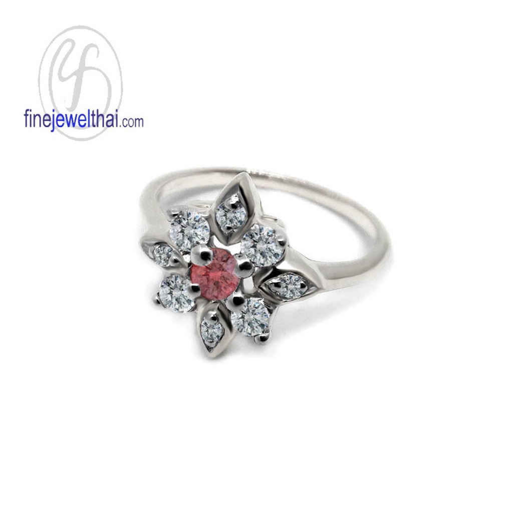 finejewelthai-แหวนทับทิม-ทับทิม-แหวนพลอย-แหวนcz-แหวนเงินแท้-พลอยประจำเดือนเกิด-ruby-silver-ring-birthstone-r1293rb