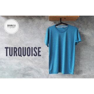 ออกใบกำกับภาษีได้ - เสื้อยืดสีพื้น Turquoise ( ท็อปสีฟ้าน้ำทะเล ) ***เสื้อยืดซักไม่ต้องรีด***