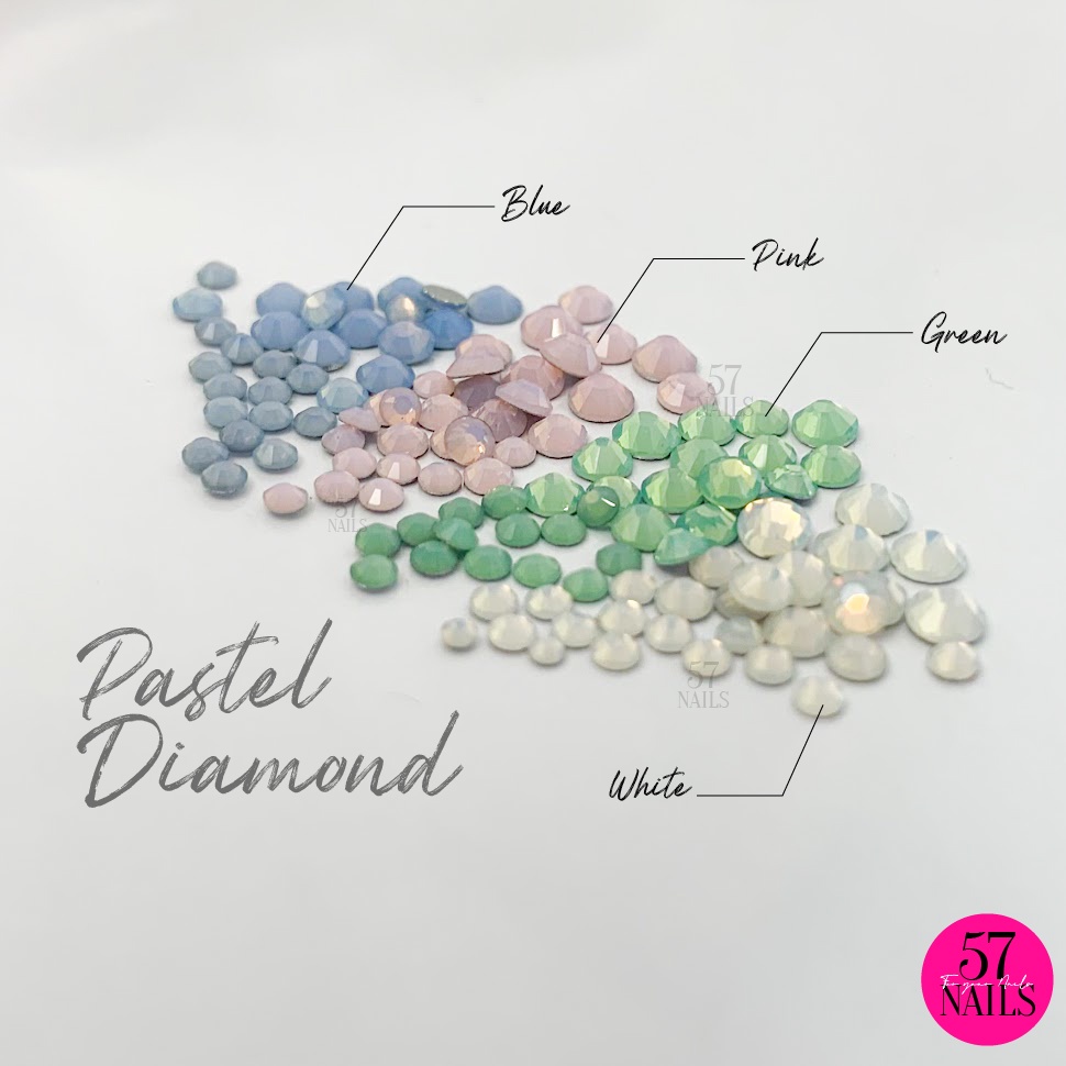 เพชรสีพาสเทล-pastel-diamond-อะไหล่ติดเล็บแบบเพชร-อะไหล่ติดประดับเล็บ-เพชรติดเล็บ-คละขนาด-100-ชิ้น