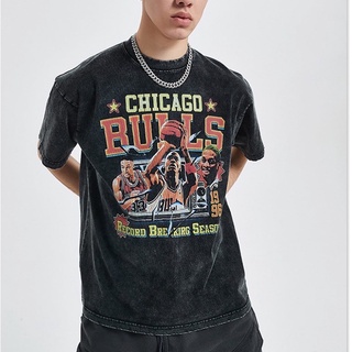 เสื้อยืดผู้ชาย Chicaco bulls เสื้อสีดำ แขนสั้น