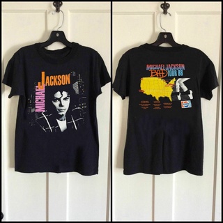 ▽┋♤ร้อนหายากไมเคิลแจ็คสัน Bad Tour 1988 เสื้อยืดพิมพ์ซ้ําร้อนที่ดีที่สุดสองด้าน M.7