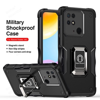 For Xiaomi Redmi 10C Case Heavy Duty Shockproof Coque Redmi10C Redme 10 C C10 6.71" Car Magnetic Holder Stand Armor Hard Cover