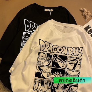 Bandai เสื้อยืดแขนสั้น พิมพ์ลายการ์ตูนดราก้อนบอล สไตล์ญี่ปุ่น ฮาราจูกุ โอเวอร์ไซซ์ สีดํา สําหรับผู้ชาย ผู้หญิง y2k