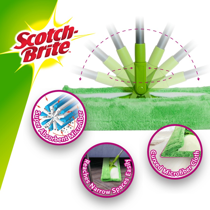 สก๊อตช์-ไบรต์-ม็อบดันฝุ่นไมโครไฟเบอร์-scotch-brite-flat-mop-microfiber