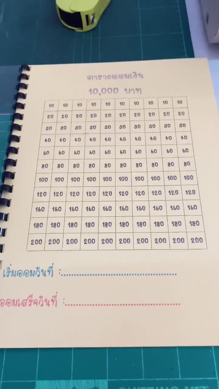 ตารางออมเงินa4-ยอด500-1-000-3-000-5-000-10-000-บาท-แบบรวมยอดคละกัน-ได้ทุกยอด-ยอดละ-1-แผ่น-ส่งไว