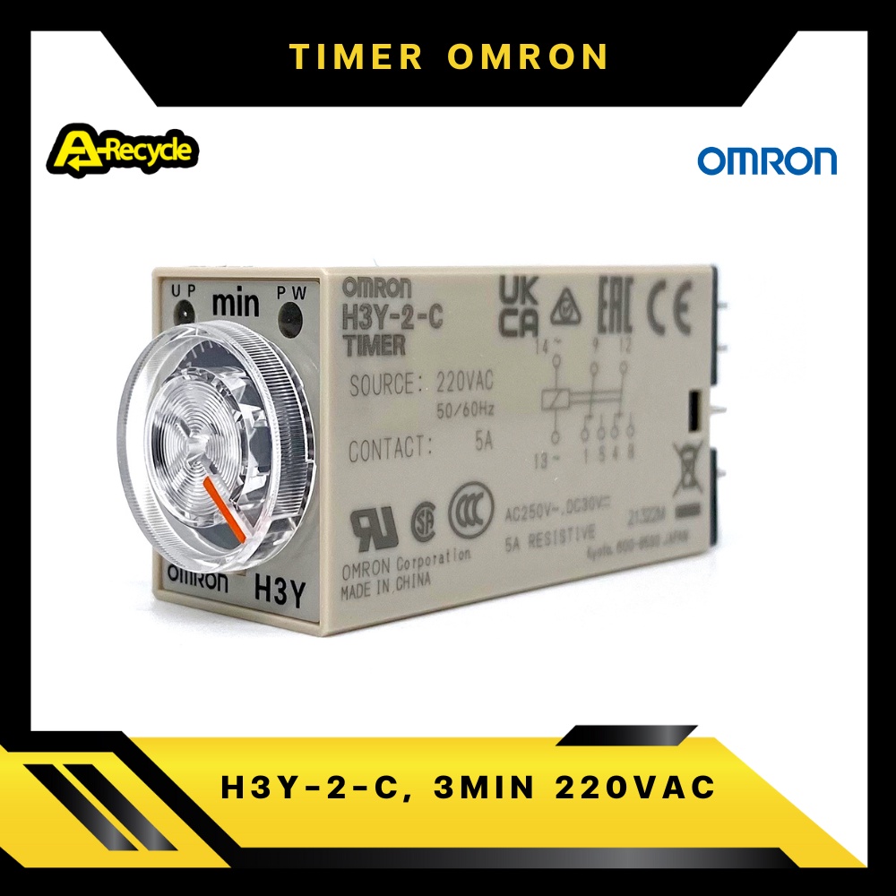 omron-h3y-2-c-3min-220vac-timer-relay-omron-2-contact-8-ขา