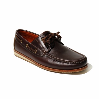 Brown Stone THE PUNTERS BOAT SHOES - OIL LEATHER BRANDY BROWN
