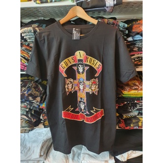 คอลูกเรือเสื้อยืดคอกลมGuns N Roses T-shirt เสื้อวงผ้าฝ้ายแท้