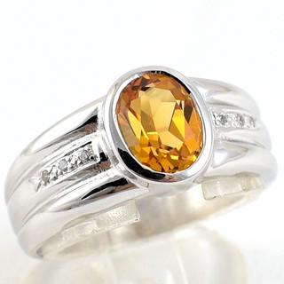 💎T052 แหวนพลอยแท้ แหวนเงินแท้ชุบทองคำขาว พลอยซิทรินแท้ 100%