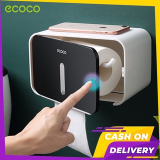 [พร้อมส่ง]Ecoco กล่องทิชชู่ กล่องใส่กระดาษชำระ ของใช้ในห้องน้ำ กันน้ำ ติดผนัง ที่วางของ ติดตั้งง่าย ไม่ต้องเจาะ