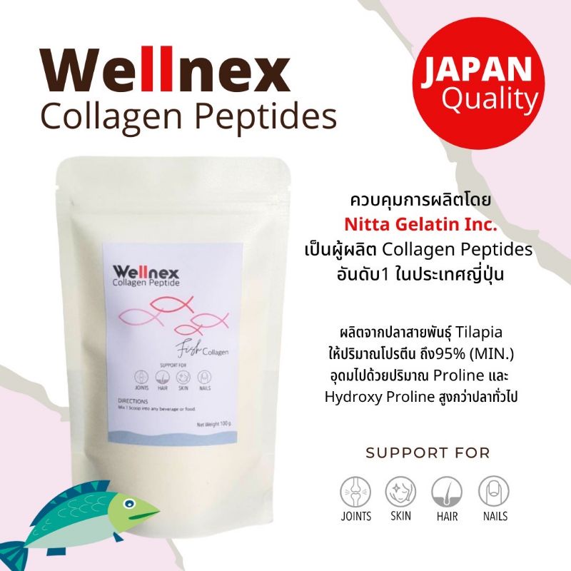 Collagen Peptides Wellnex คอลลาเจนแท้จากญี่ปุ่น100 Shopee Thailand