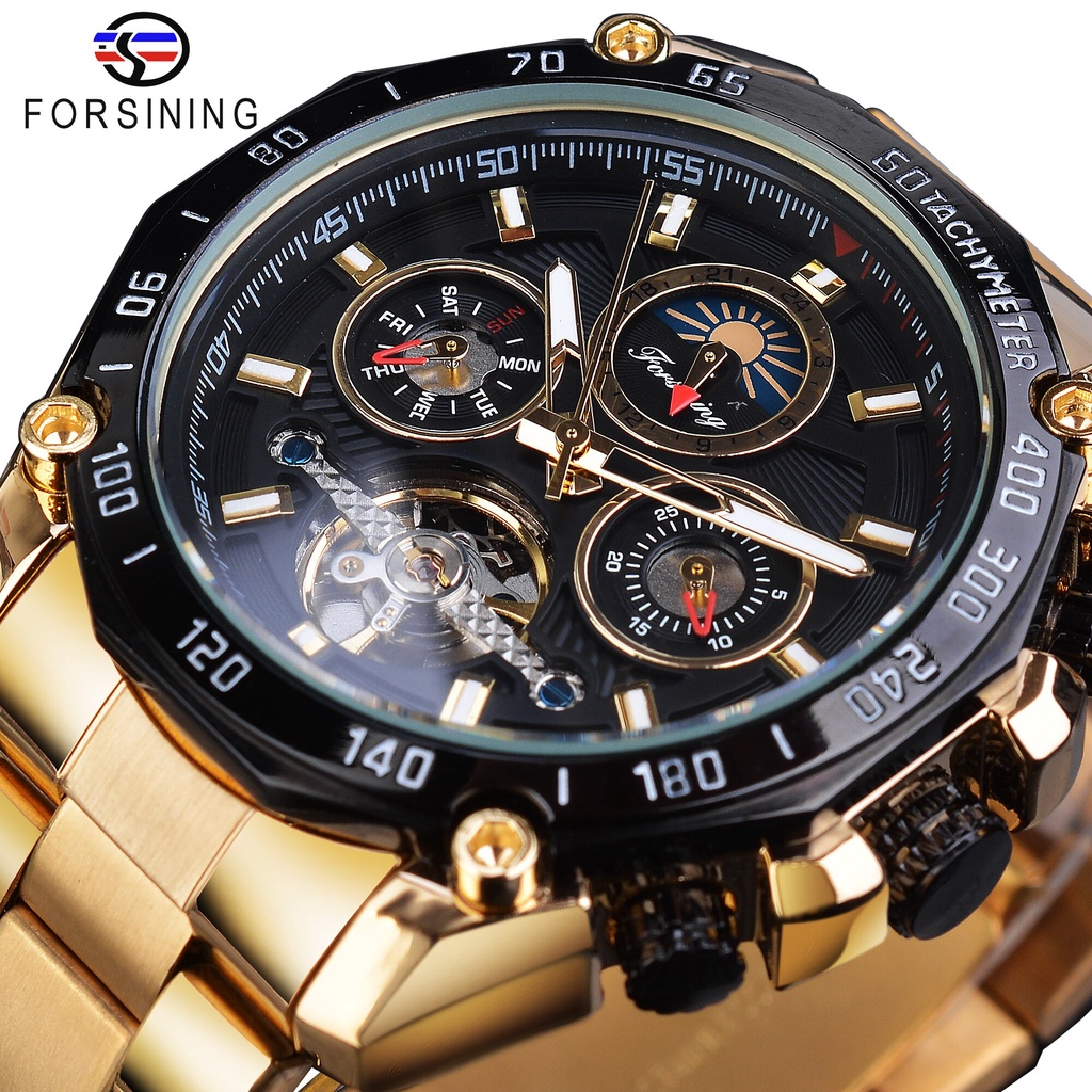 forsining-golden-automatic-men-watches-tourbillon-mechanical-self-winding-moonphase-calendar-male-steel-band-clock-reloj