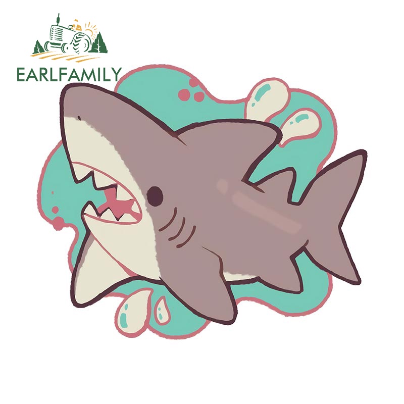 Earlfamily สติกเกอร์กันแดด ลายฉลามน่ารัก กันน้ํา 13 ซม. สําหรับติดตก ...