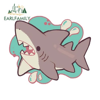 Earlfamily สติกเกอร์กันแดด ลายฉลามน่ารัก กันน้ํา 13 ซม. สําหรับติดตกแต่งตู้เย็น หมวกกันน็อค