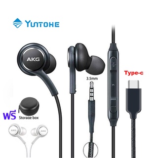 YUNTOHE หูฟัง Samsung EO IG955 AKG ชุดหูฟัง In-Ear 3.5มม./ประเภท C ไมโครโฟนสำหรับ Galaxy S20 Note10 s10 S9 S8 สมาร์ทโฟน