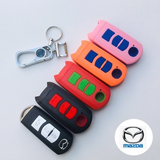 กรอบ-เคส ใส่กุญแจรีโมทรถยนต์ รุ่น เคส-ปุ่มยาง Mazda 2,3/CX-3,5 Smart Key 2,3 ปุ่ม