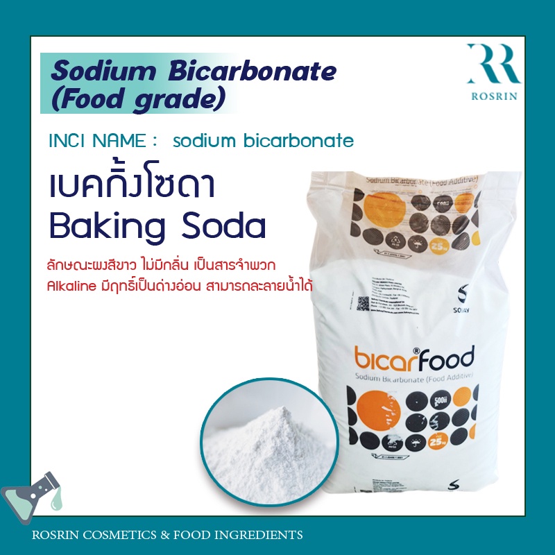 ภาพหน้าปกสินค้าBaking Soda (เบคกิ้งโซดา) Sodium Bicarbonate - Food grade ขนาด1-5kg