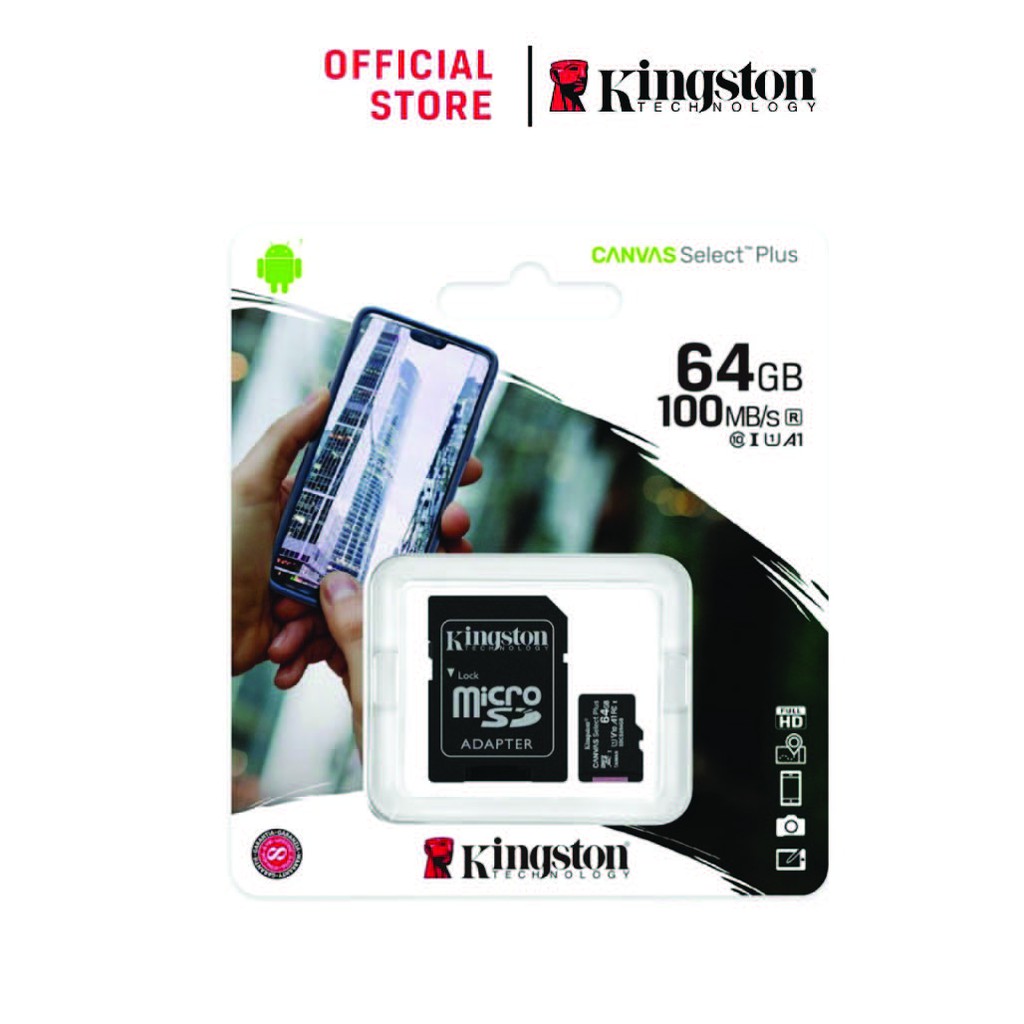 ภาพหน้าปกสินค้าKingston 64GB รุ่น Canvas Select Plus Class 10 ความเร็ว100 MB/s (Read) แบบ MicroSDHC (SDCS2/64GB) จากร้าน kingston_online บน Shopee