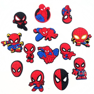 การ์ตูนสไปเดอร์แมน Croc Pin Marvel Hero Jibitz Charm Avengers Jibits Crocks สําหรับเด็ก เสน่ห์รองเท้า อุปกรณ์เสริมตกแต่ง