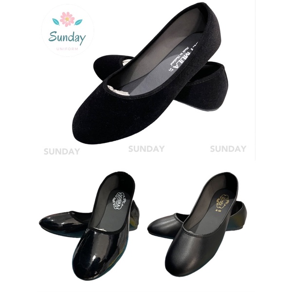 ภาพหน้าปกสินค้ารองเท้าคัชชูส้นเตี้ยสีดำ รองเท้านักศึกษาผู้หญิง
