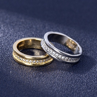 แหวนหมั้นแต่งงาน ประดับเพชรคริสตัล สีเงิน ทอง ไทเทเนียม เครื่องประดับแฟชั่นผู้ชาย และผู้หญิง
