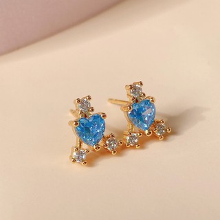 Cheris.co Blue Heart studs ต่างหูห่วง ต่างหูพลอย ต่างหูแฟชั่น