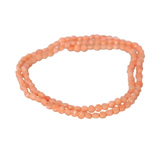 ลูกปัดหินแท้ ลักษณะเม็ดกลมแบน หินปะการัง (Coral) 3.5 mm - (LZ-0335 สีพีช)