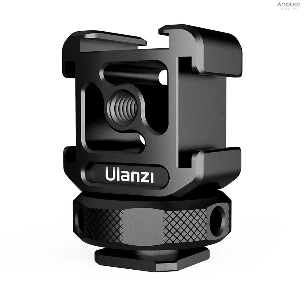 ulanzi-triple-cold-shoe-mount-adapter-aluminum-alloy-with-3-cold-shoe-dual-1-4-thread-for-camera-extension-microphone-led-light-magic-arm-mount