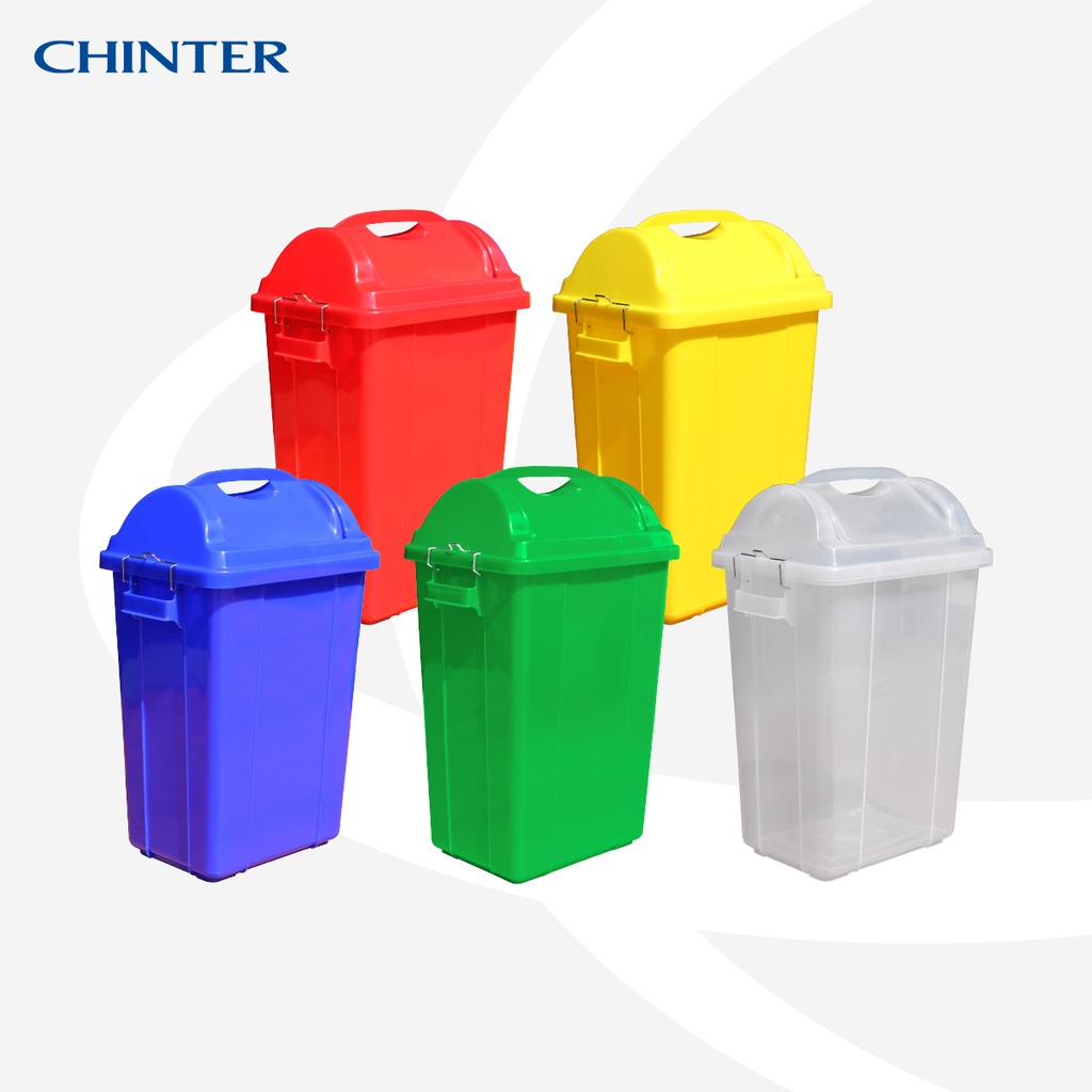 chinter-f016-ถังขยะพลาสติกเหลี่ยม50ลิตร-ฝาไวกิ้ง-มีหูล็อค-มีสีเหลือง-น้ำเงิน-แดง-เขียว-ใส