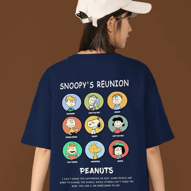 snoopy-s-reunion-เสื้อยืดสไตล์เกาหลี-เนื้อผ้า-cotton-100-ป้าย-call-me-again-by-towearstoreหนาการ์ตูน