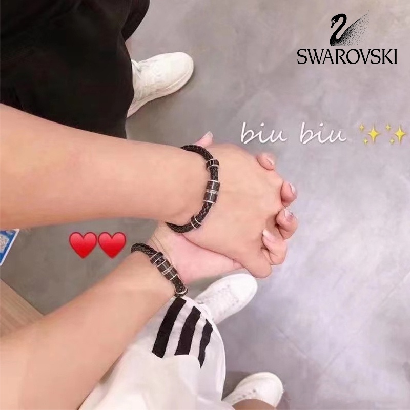 swarovskiแท้-กำไล-สวารอฟสกี้-กำไล-สร้อยข้อมือผู้ชาย-สร้อยข้อมือแฟชั่น-สร้อยข้อมือคู่-สร้อยข้อมือสายหนัง