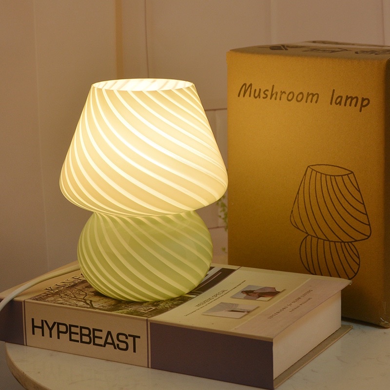 mushroom-lamp-โคมไฟเห็ดสีพาสเทล-โคมไฟ-vintage-โคมไฟตั้งโต๊ะ-โคมไฟห้องนอน