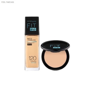 พร้อมส่ง เมย์เบลลีน ฟิตมี เซ็ตรองพื้นคุมมันคู่แป้ง Maybelline FIT ME matte+poreless FOUNDATION 30มล and POWDER 6ก. แป้งต