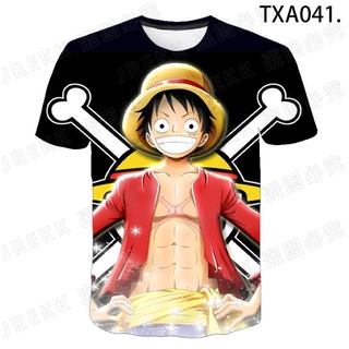 Anime One Piece Monkey D. Luffy Cartoon anime 3d Printing Boys T-shirt Summer Casual Short Sleeve Tshirt Tops Kids Cool