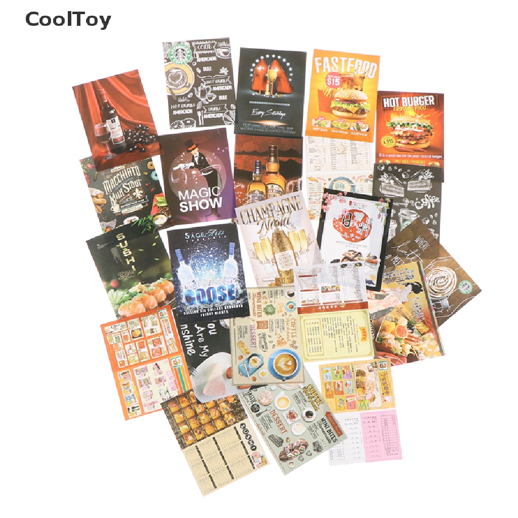 cooltoy-โปสเตอร์กาแฟจิ๋ว-1-12-สําหรับตกแต่งบ้านตุ๊กตา-23-ชิ้น