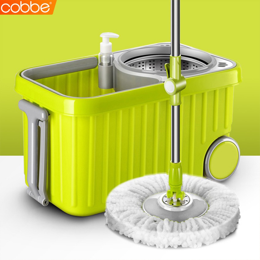 cobbe-spin-mop-ชุดถังปั่นม๊อบ-ชุดถังปั่นสแตนเลส-ถังปั่นไม้ถูพื้น-ถังปั่นน้ำ-ปั่นแห้ง-ถังปั่นมีล้อ-อุปกรณ์ถูพื้น