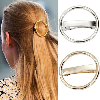 Womens Punk Circle Hairpin Golden Silver Alloy Round Hair Clip Clamp Headwear