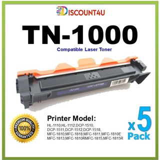 **Pack5** Discount4u  .. ตลับหมึกเลเซอร์เทียบเท่า Toner TN1000 For HL-1110/HL-1210/DCP-1510/DCP1610w