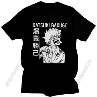 เสื้อยืดอินเทรนด์ผู้ชายอินเทรนด์ผู้หญิงเสื้อยืดผ้าฝ้าย 100% พิมพ์ลายอนิเมะ Katsuki Bakugo Boku No Hero Academia สําหรับผ