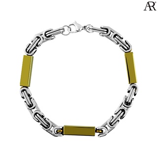 ANGELINO RUFOLO Bracelet ดีไซน์ Gold Rectangle สร้อยข้อมือผู้ชาย Stainless Steel 316L(สแตนเลสสตีล)คุณภาพเยี่ยมสีเงิน/ทอง
